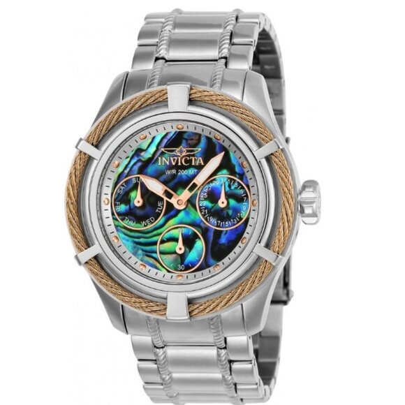 Large 38.5mm Invicta Bolt Quartz Ladies Abalone Watch #24453 New Batteries! MOP